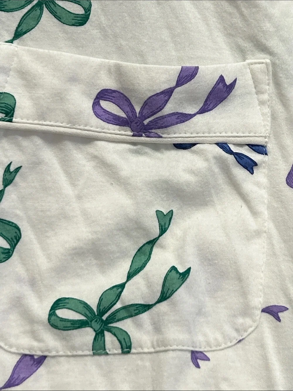 J. Crew White cotton pajama top  with  Ribbon Print size XXL. **top only **